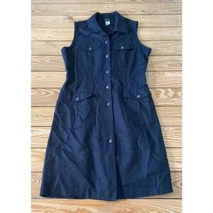 Vintage Brett Alixander Collared Sleeveless Dress Size 8 Black Button Front